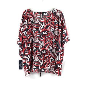 Chaps Multicolor Women's Sheer Top Blouse Short Sleeve 3X 034